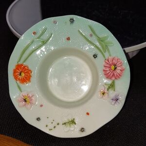 RARE Yankee Candle Tealight Holder Midsummer Night Retired Butterfly Flowers